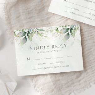 Tarjeta De Confirmación De Asistencia Elegante Eucalyptus deja Boda de oro de la vegetac