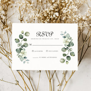 Tarjeta De Confirmación De Asistencia Elegante Eucalyptus deja Boda de vegetación arca