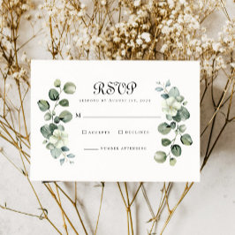 Tarjeta De Confirmación De Asistencia Elegante Eucalyptus deja Boda de vegetación arca