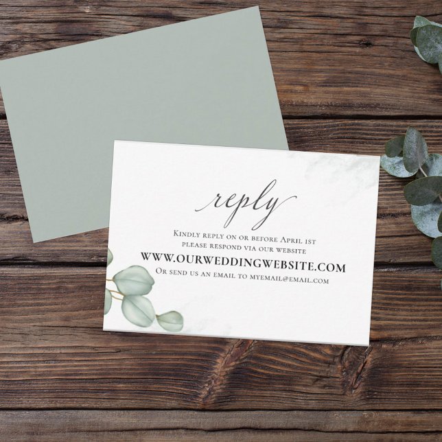 Tarjeta De Confirmación De Asistencia Elegante Eucalyptus Deja La Simple Vía Web (Subido por el creador)