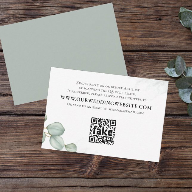Tarjeta De Confirmación De Asistencia Elegante Eucalyptus Deja Simple Foliage QR Code (Subido por el creador)