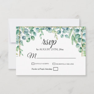 Tarjeta De Confirmación De Asistencia Elegante Eucalyptus deja un Boda floral verde