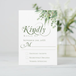Tarjeta De Confirmación De Asistencia Elegante Eucalyptus Greenery Calligraphy Boda