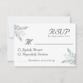 Tarjeta De Confirmación De Asistencia Elegante Eucalyptus Moda Boda de acuarela floral