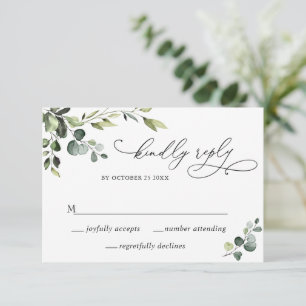Tarjeta De Confirmación De Asistencia Elegante Eucalyptus Watercolor Floral Boda