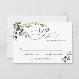 Tarjeta De Confirmación De Asistencia Elegante Eucalyptus Watercolor Floral Boda
