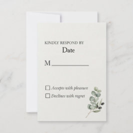Tarjeta De Confirmación De Asistencia Elegante Eucalyptus Watercolor Wedding Tarjeta RSV