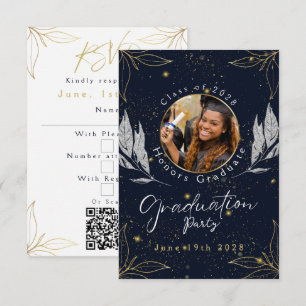 Tarjeta De Confirmación De Asistencia Elegante fiesta de graduación de oro de la Marina