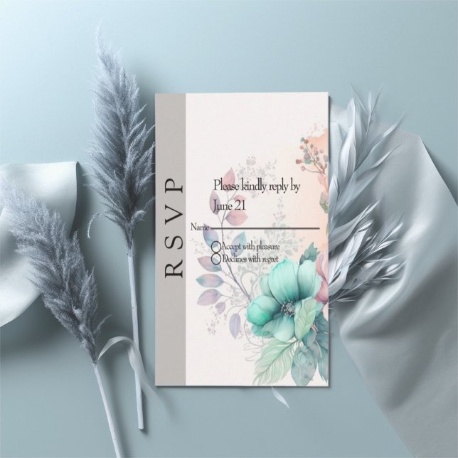 Tarjeta De Confirmación De Asistencia Elegante floral (Subido por el creador)