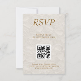 Tarjeta De Confirmación De Asistencia Elegante floral beige boda QR