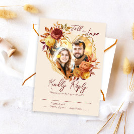 Tarjeta De Confirmación De Asistencia Elegante Floral Boho Enamórate Foto Boda