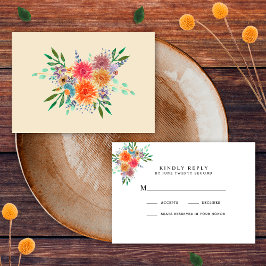 Tarjeta De Confirmación De Asistencia Elegante Floral Botánico Rústico Verde