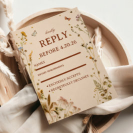 Tarjeta De Confirmación De Asistencia Elegante Floral Neutral