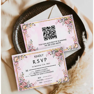 Tarjeta De Confirmación De Asistencia Elegante Floral Pastel Rosa Lavanda Floral Oro 