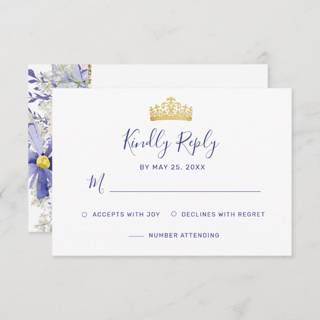 Tarjeta De Confirmación De Asistencia Elegante Floral Púrpura Rosa Quinceañera (Anverso / Reverso)