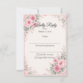 Tarjeta De Confirmación De Asistencia Elegante Floral Rosa