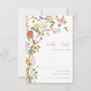 Tarjeta De Confirmación De Asistencia Elegante Floral Vintage