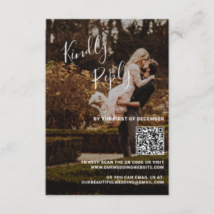 Tarjeta De Confirmación De Asistencia Elegante Foto Código QR Boda moderno