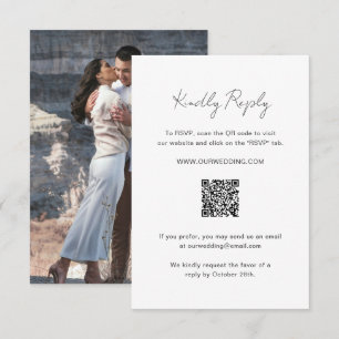 Tarjeta De Confirmación De Asistencia Elegante Foto Código QR Boda moderno