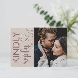 Tarjeta De Confirmación De Asistencia Elegante foto Rosa y Boda beige