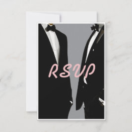 Tarjeta De Confirmación De Asistencia Elegante Gay Masculino Moderno Boda Código QR