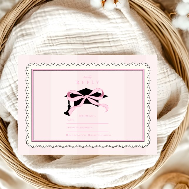 Tarjeta De Confirmación De Asistencia Elegante Graduación de Coqueta Rosa Cuta (Subido por el creador)
