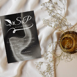 Tarjeta De Confirmación De Asistencia Elegante gris Boda Minimalista manuscrito