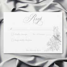 Elegante Gris Chinoiserie Boda de Naturaleza y Ave