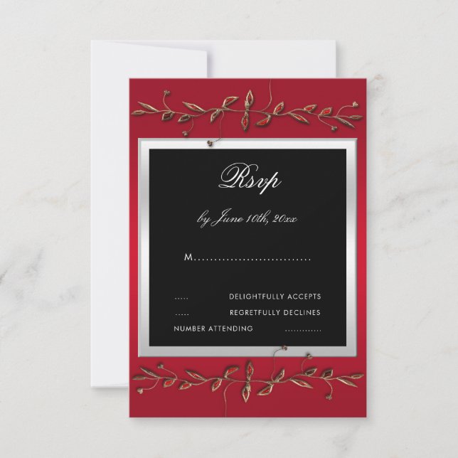 Tarjeta De Confirmación De Asistencia Elegante guijarros de rugby 40° aniversario Boda (Anverso)