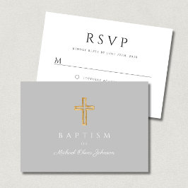 Tarjeta De Confirmación De Asistencia Elegante Guión Baptismo Religioso
