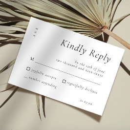 Tarjeta De Confirmación De Asistencia Elegante guión blanco negro Boda simple