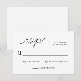 Tarjeta De Confirmación De Asistencia Elegante guión Boda blanco Minimalista