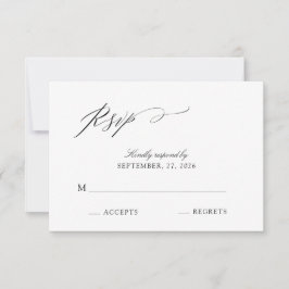 Tarjeta De Confirmación De Asistencia Elegante guión Boda blanco y negro