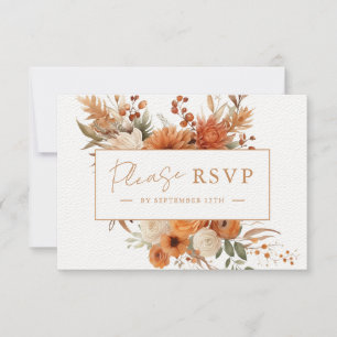 Tarjeta De Confirmación De Asistencia Elegante guión Boda de flores botánicas de otoño