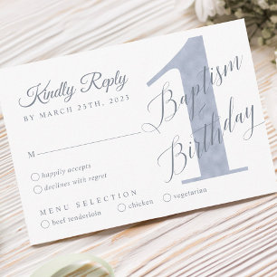 Tarjeta De Confirmación De Asistencia Elegante guión de bautismo de cumpleaños de bebé v
