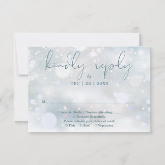 Tarjeta De Confirmación De Asistencia Elegante guión de invierno maravilloso boda de nie