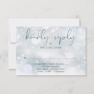 Tarjeta De Confirmación De Asistencia Elegante guión de invierno maravilloso boda de nie