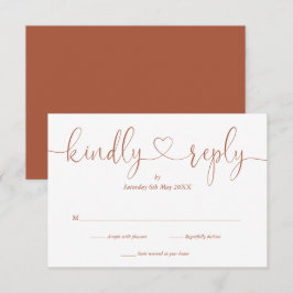 Tarjeta De Confirmación De Asistencia Elegante guión de terracota Corazón agradable resp