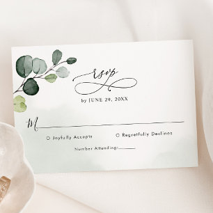 Tarjeta De Confirmación De Asistencia Elegante guión Eucalyptus Greenery Boda