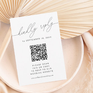 Tarjeta De Confirmación De Asistencia Elegante guión moderno con código QR