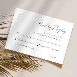 Tarjeta De Confirmación De Asistencia Elegante guion negro blanco boda simple