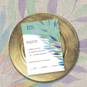 Tarjeta De Confirmación De Asistencia Elegante Hermoso Blue Boho Floral Watercolor