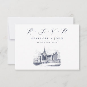 Tarjeta De Confirmación De Asistencia Elegante Ilustracion Palace Boda de destino