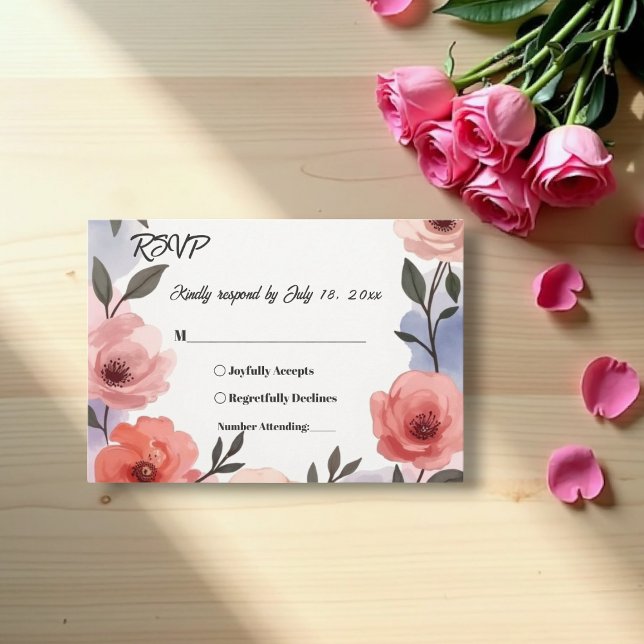 Tarjeta De Confirmación De Asistencia Elegante Jardín Botánico Acuarela Boda Floral (Subido por el creador)
