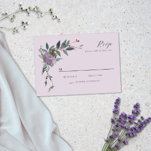 Tarjeta De Confirmación De Asistencia Elegante Jardín Botánico Purple Lavanda