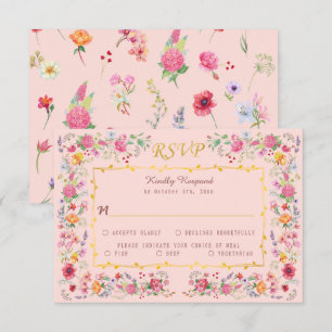 Tarjeta De Confirmación De Asistencia Elegante jardín de bodas de primavera con pradera