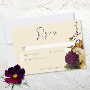 Tarjeta De Confirmación De Asistencia Elegante Joya Vintage Floral Marfil Boda