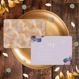 Tarjeta De Confirmación De Asistencia Elegante lavanda azul dorado morado Hydrangeas