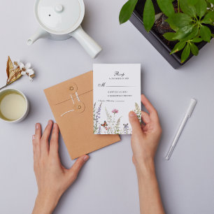 Tarjeta De Confirmación De Asistencia Elegante Lavanda y Flores Silvestres Bloom Tarjeta