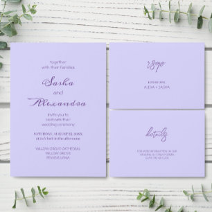 Tarjeta De Confirmación De Asistencia Elegante Lila Sólido Púrpura 